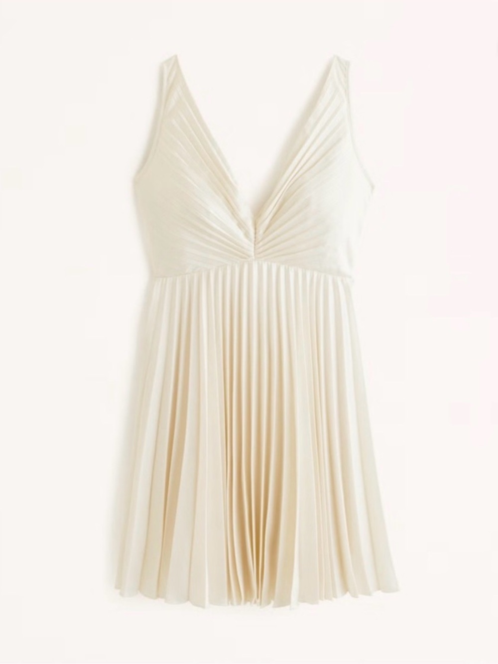 Abercrombie & Fitch Plunge V-Neck
Pleated Mini Dress Satin Ivory